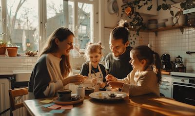 schwedisch lernen als familie beim fruehstueck mit vokabeln